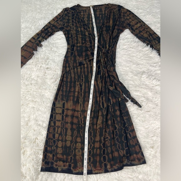 Deborah Viereck | Black and Brown Watercolor Waist Tie Dress - Picture 7 of 7